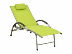 Chaise longue textilène et aluminium vert