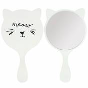 Chat Blanc Mini Handheld Miroir