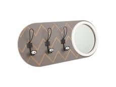 Cintre en bois et métal gris avec miroir 60x5x30h