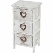 Commode / table d'appoint Forli / armoire, 3 tiroirs, 55x29x25cm, shabby, vintage, blanc