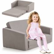 COSTWAY 2 en 1 Canapé-lit Enfant en Flanelle Textile