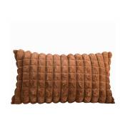 Coussin rectangulaire en velours (30x50 cm) confortable et résistant Couleur unie coussin en peluche dark tartan café
