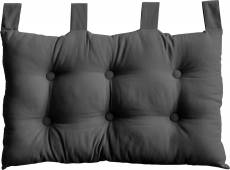 Coussin tête de lit en coton et pattes boutonnées - Gris Foncé - 70 x 45 cm