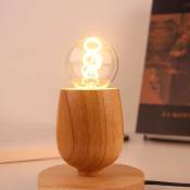 Csparkv - support de lampe en verre de vin)2 pièces petite lampe de table lampe de chevet avec base en bois diamant à côté de la lampe(Ampoule Non
