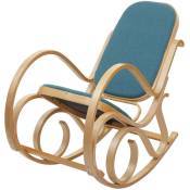 Décoshop26 - Fauteuil à bascule rocking chair en bois clair assise en tissu vert