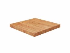 Dessus de table carré marron clair 50x50x4 cm bois chêne traité