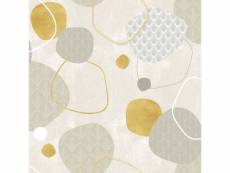 Doulito-toile cirée au mètre - largeur 140 cm - motifs graphiques tons beige - beige