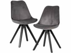 Finebuy ensemble de 2 chaises de salle à manger souples sans accoudoirs | chaises de cuisine modernes en velours avec pieds en bois noir | chaise shel