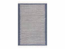 Flät - tapis scandinave à franges tressées bleu et crème 200x290cm art-2231-blue-200x290