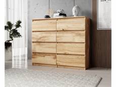FURNIX commode/ meuble de rangement Arenal avec 8 tiroirs 120 x 37 x 98 cm chêne wotan style moderne