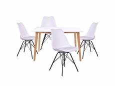 Gram - ensemble table naturelle et blanche + 4 chaises