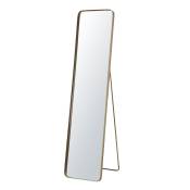 Grand miroir rectangulaire sur pied en métal doré