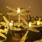 Groofoo - Guirlande lumineuse solaire 50 led extérieur libellules décoration libellules Guirlande lumineuse extérieur blanc chaud libellule flash