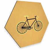 Hexagone métal image Retro Vélo de route Bicyclette Fixie Déco Vintage -Kubistika 25x22 cm - jaune