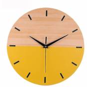 Horloge muette jaune d'horloge murale moderne de 12