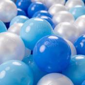 KiddyMoon 50 ∅ 7Cm Balles Colorées Plastique Pour Piscine Enfant Bébé Fabriqué En EU, Baby Blue/Bleu/Perle - baby blue/bleu/perle