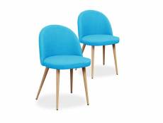 Lot de 2 chaises scandinaves cecilia tissu bleu