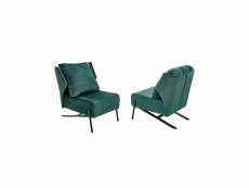 Lot de 2 fauteuils lounge en velours 70 x 80 x 85 cm - vert foncé