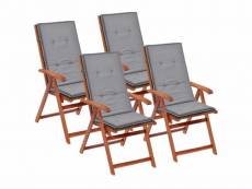 Lot de 4 coussins de chaise de jardin en tissu gris 120x50x3 cm dec021545