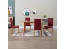 Lot de 4 pcs chaises de salle à manger rouge similicuir - rouge - 51 x 42 x 95 cm