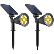 Lumi Jardin - Lot de 2 spots solaires projecteurs 2x spiky warm Noir Plastique 100LM - Noir