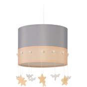 Luminaire pour enfant, suspension au design céleste, avec des étoiles et nuages, HxD : 160 x 35 cm, beige/gris - Relaxdays