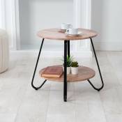 MEUBLES COSY Table d'appoint avec plateau en bois plus cadre en métal et une étagère de style scandinave - Bois Naturel/Noir
