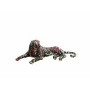 Meubletmoi - Statue panthère couchée avec coulures rouge noir L63 cm - feli drips