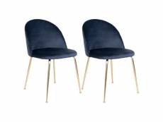Meyrin - lot de 2 chaises velours bleu et pieds métal