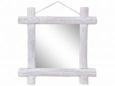 Miroir en forme de bûches blanc 70x70 cm bois de récupération