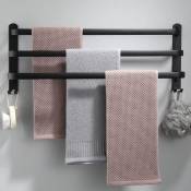 Noir Porte serviettes Mural en aluminium avec crochets