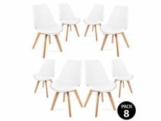 Pack 8 sillas de comedor blancas, diseño nordico, sillas tulip para salon, oficina, sala de estar, despacho o terraza, respaldo ergonomico, asiento ac