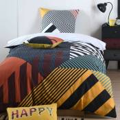 Parure de lit au style graphique coloré - Multicolore - 140 x 200 cm