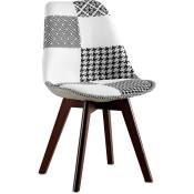 Patchwork Style - Chaise de salle à manger - tapissée en patchwork noir et blanc - Nouvelle édition - Sam Blanc / Noir - Bois de hêtre, pp, Tissu