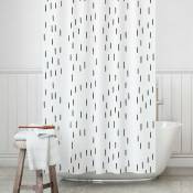 Rideau de douche noir et blanc - Rideau de douche Boho tendance (étanche 182,9 x 182,9 cm) Ensemble de rideau de douche moderne (12 anneaux en métal