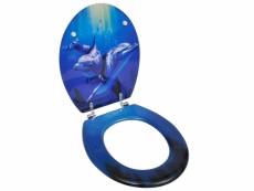 Siège de toilette abattant avec couvercle mdf dauphins helloshop26 02_0002883