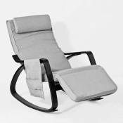 Sobuy - Eponge plus épais Fauteuil à bascule berçante relax avec pochette latérale amovible, Rocking Chair Bouleau Flexible FST20-HG ®