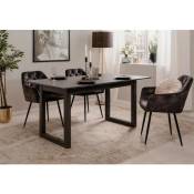 Table 160x90 cm extensible à 200 cm Noir ardoise et gris anthracite noir