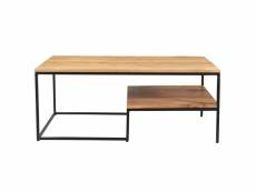 Table basse rectangulaire industrielle bois massif et métal noir l100 cm yona