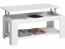 Table basse relevable coloris blanc artic - longueur 102 cm x hauteur 43-54 cm x profondeur 50 cm