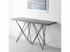 Table console extensible ouverture en livre hermes plateau gris béton pieds gris foncé largeur 140cm 20100892886