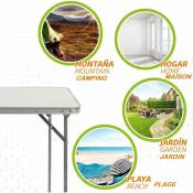 Table de randonnee table d'exterieur table de camping pliable table de pique nique pliable en metal gris 80x60xh70cm - Gris