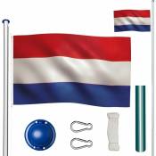 Tectake - Mât avec drapeau réglable en hauteur - mât, porte drapeau, support drapeau - Pays-Bas