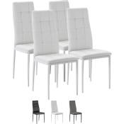 Vs Venta-stock - Set de 4 chaises Salon Chelsea tapissées Blanc, 42 cm x 51 cm x 97 cm - blanc