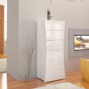Web Furniture - Commode de chambre et salon 6 tiroirs blanc brillant Arco Septet
