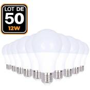 50 Ampoules led E27 12W Blanc Froid 6000K Haute Luminosité