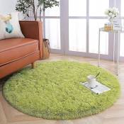 Ahlsen - Tapis rond salon tapis de chevet shaggy chambre tapis de grande taille avec fond antidérapant,(vert, 100cm Rund) - green