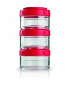 BlenderBottle GoStak Tritan récipients pour Le Transport de protéines ​ ​ en Poudre et vitamines, Rouge, 3 x 60 ML