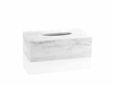 Boîte à mouchoirs en résine effet marbre blanc