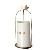 Brûle parfum en métal Cage à oiseau doré et céramique blanc - H21 cm